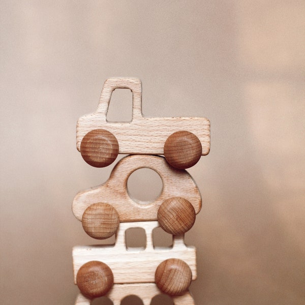 Set of 4 Wooden Cars