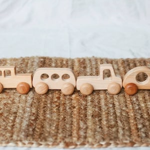 Set of 4 Wooden Cars image 2