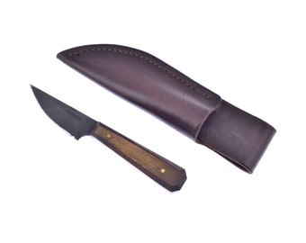 Trade Knife/Companion Belt Knife: Handcrafted in the USA with Pecan Wood Handle and Brass Pins