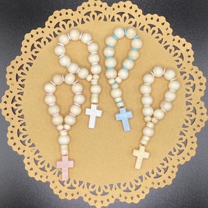 12ct Mini Rosary With Wooden Beads Baptism Favors