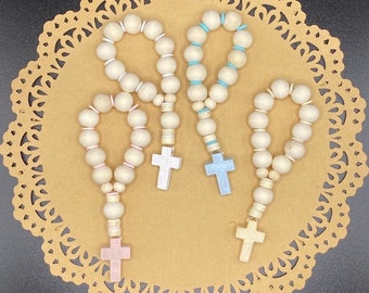 12ct Mini Rosary With Wooden Beads Baptism Favors