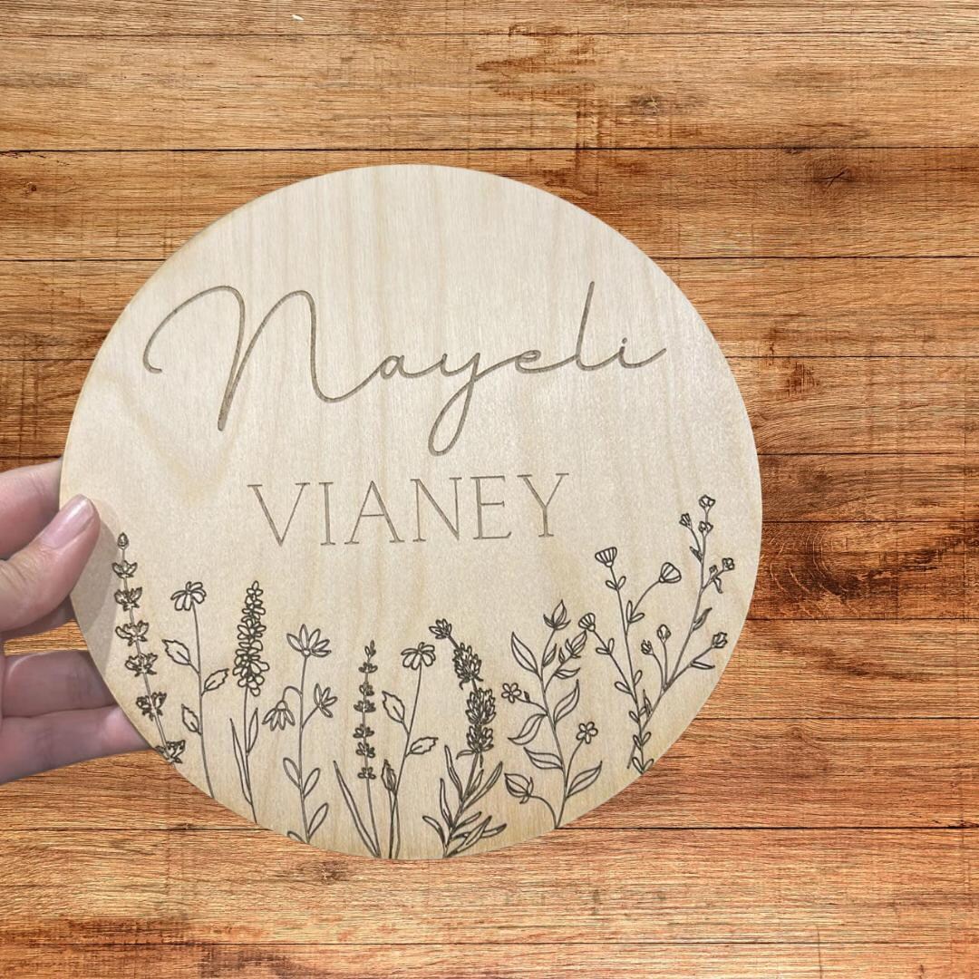 Wooden Name Sign | Engraved Baby Name Sign | Baby Name Announcement ...