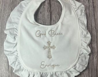 Personalized Baptism Baby Bib | Christening Bib | gift | Embroidery | Baby Bib | Bautizo