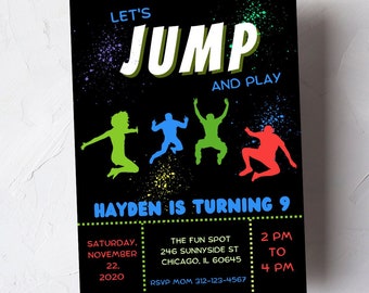 Trampoline Park Birthday Invitation, Editable Jump Party (Digital Download)