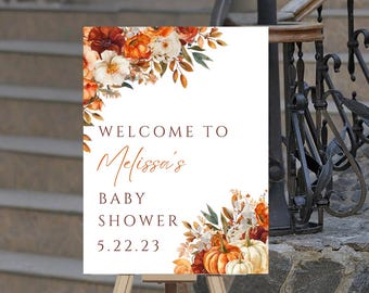 Editable Fall Baby Shower Welcome Sign Template, Printable, Rustic Autumn Baby Shower Sign