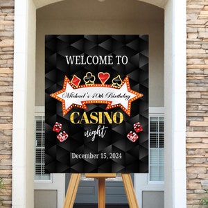 Editable Casino Night Welcome Sign, Casino Birthday, Entrance Sign, Printable Instant Download