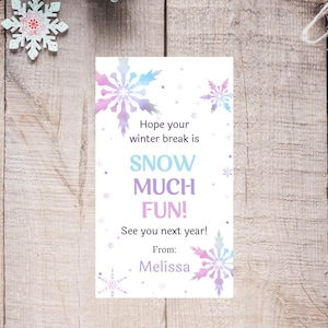 Espero que tus vacaciones de invierno sean muy divertidas, etiquetas de regalo navideñas editables e imprimibles, etiquetas de regalo para el aula, etiquetas de recuerdo para fiestas navideñas, etiquetas de golosinas