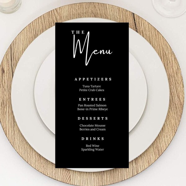 Modern Bar and Dinner Menu Template Etsy