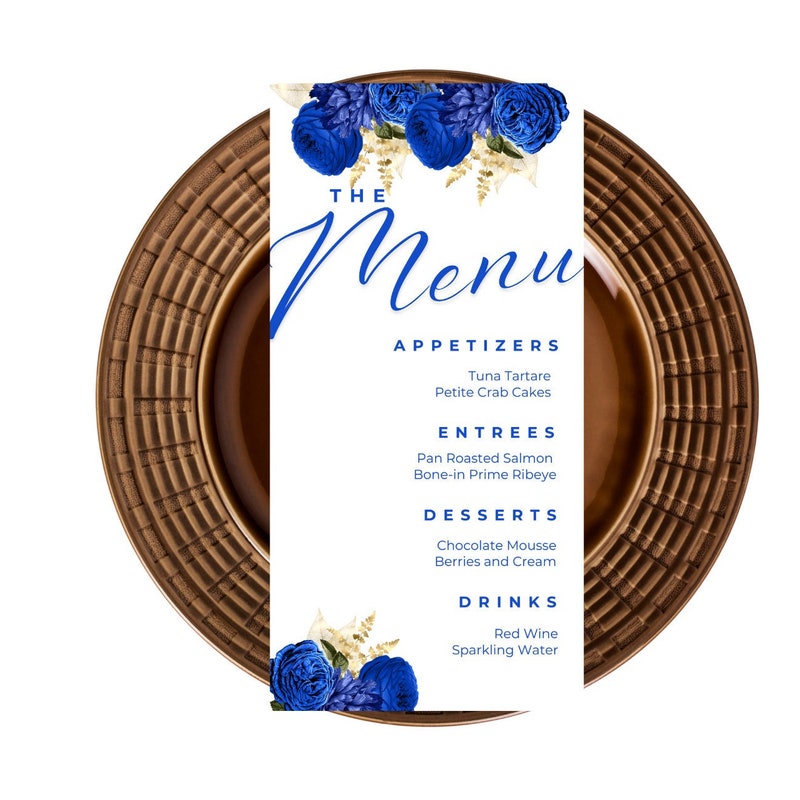 Baby Blue and Gold Menu Etsy