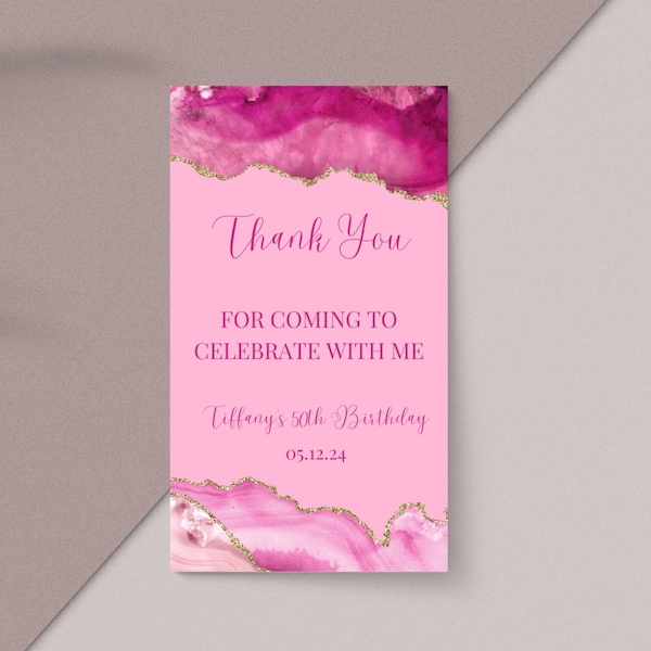 Printable Thank You Tags, Pink and Gold, Favor Tags, Gift Tags, Shades of Pink, Editable