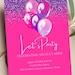 Editable Pink and Purple Birthday Invitation, Let's Party Pink and Purple Balloons Invite ...