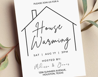 Editable House Warming Invitation, House Warming Party, Modern, Minimalist, Printable or Text Invite