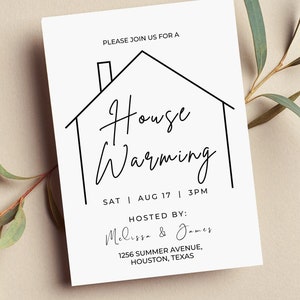 Editable House Warming Invitation, House Warming Party, Modern, Minimalist, Printable or Text Invite image 1