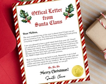 Letter from Santa, Editable Letter from Santa, Printable Santa Letter, Personalized Christmas Santa Letter Template Instant Download