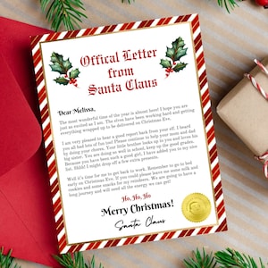 Carta de Papá Noel, Carta editable de Papá Noel, Carta de Papá Noel imprimible, Plantilla personalizada de carta de Papá Noel de Navidad Descarga instantánea