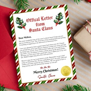 Carta de Papá Noel, Carta editable de Papá Noel, Carta de Papá Noel imprimible, Plantilla personalizada de carta de Papá Noel de Navidad Descarga instantánea
