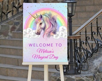 Editable Unicorn Welcome Sign, Birthday, Magical Day, Entrance Sign, Printable Instant Download