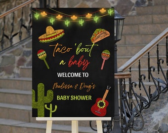 Editable Taco 'Bout a Baby Welcome Sign, Baby Shower, Fiesta, Mexican Theme, Cactus, Chalkboard, Printable, Instant Download