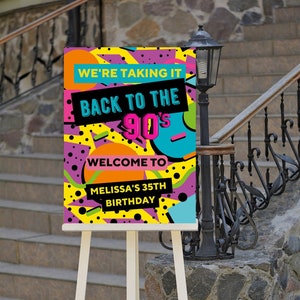 Editable 90s Party Welcome Sign, Back to the 90s, Throwback Party, House Party, Birthday, 90s Theme, Printable