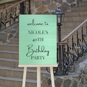 Editable Mint Green Birthday Welcome Sign, Minimalist Birthday Party Welcome Poster, Modern, Printable Instant Download