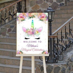 Editable Unicorn Birthday Welcome Sign, Magical Party, Entrance Sign, Printable Instant Download