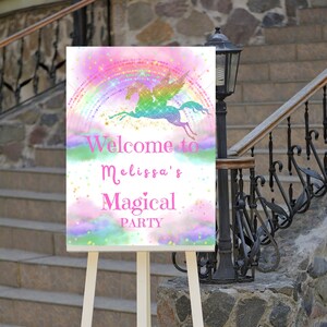 Editable Unicorn Birthday Welcome Sign, Magical Party, Welcome to Sign, Printable Instant Download