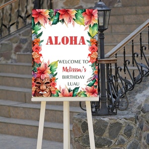 Bearbeitbares Luau Geburtstag Willkommensschild, Aloha, Hawaiian, Tiki Willkommen bei Zeichen, Printable Sofortdownload