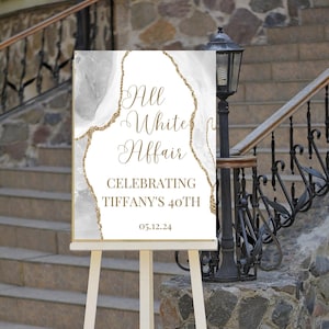 All White Affair Welcome Sign, All White Party Poster, Birthday Welcome Sign Editable