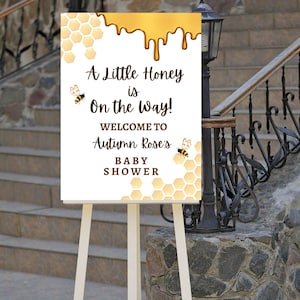 Editable A Little Honey is on the Way Baby Shower Welcome Sign, Honey, Bee Baby Shower, Printable Instant Download