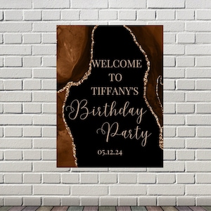 Editable Brown Birthday Welcome Sign, Printable Instant Download