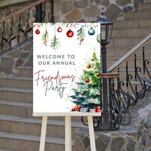 Editable Friendsmas Party Welcome Sign Christmas Party Entrance Sign ...