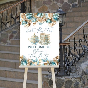 Floral Tea Party Welcome Sign  Editable Bridal or Baby Shower Digital Download