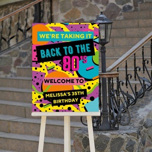 Editable 80s Party Welcome Sign, Back to the 80s, Throwback Party, House Party, Birthday, 80s Theme, Printable