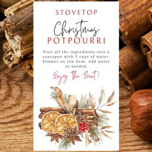Editable Stovetop Christmas Potpourri Holiday Gift Tag, Printable