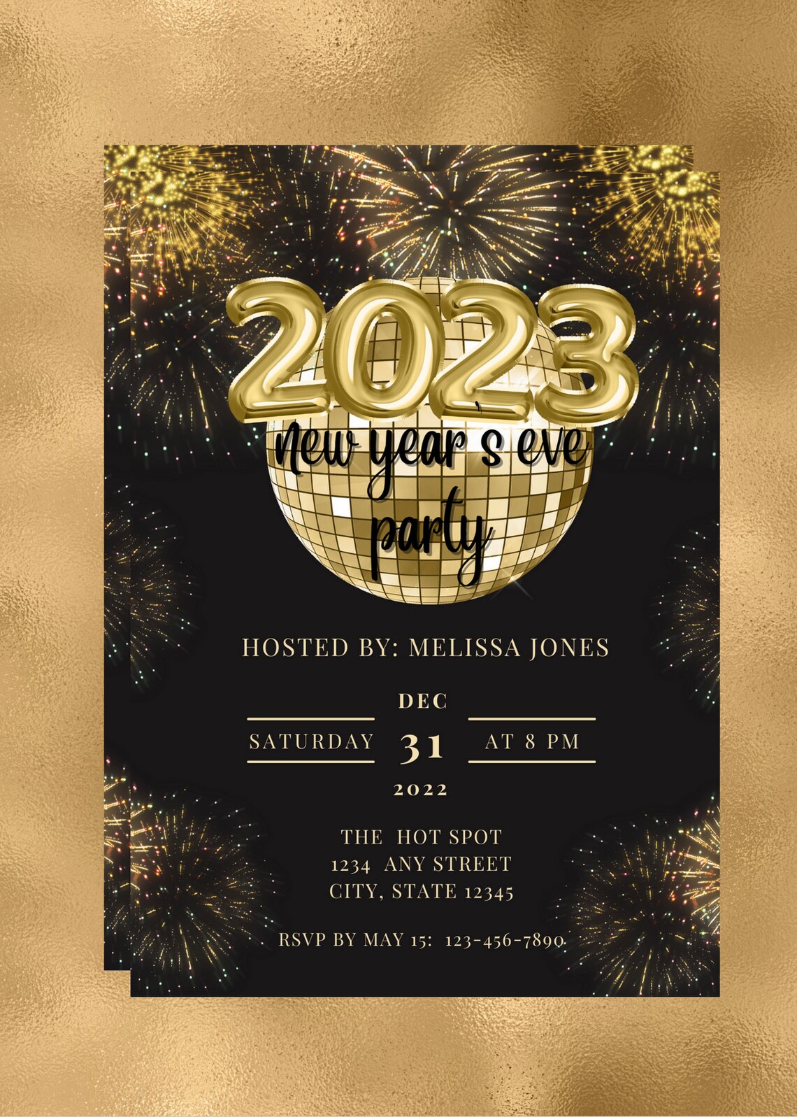 Editable New Years Eve Invitation New Years Party 2023 Black Etsy
