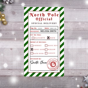 Printable North Pole Gift Tag Template, Editable Santa Gift Tags, North Pole Special Delivery Tag, Gift From Santa Tag, Instant Download