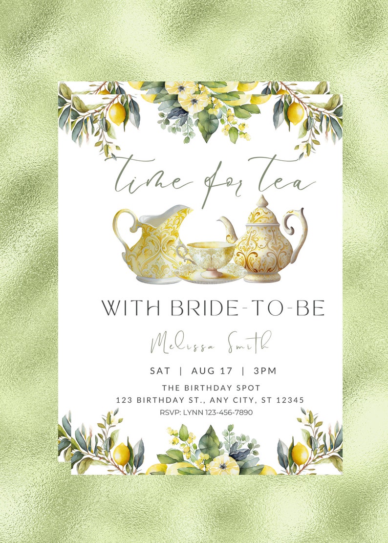 Time Four Tea Invitation Editable Bridal Tea Party Invitation, Time for Tea With Bride to Be ...