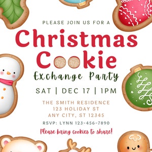 Editable Christmas Cookie Exchange Invitation Template, Printable ...