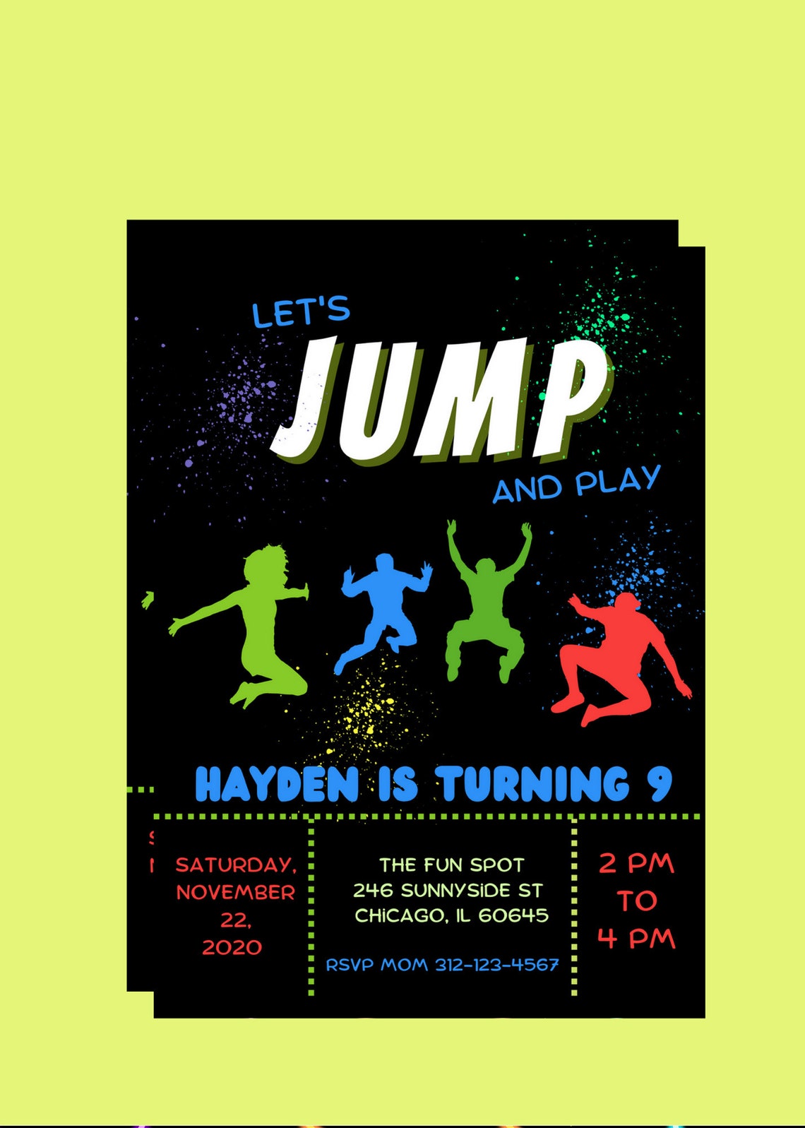 Editable Jump Party Invitation Jump Birthday Invitation Boy Etsy