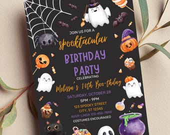Editable Spooktacular Birthday Party Invitation Template, Printable or Digital Invite
