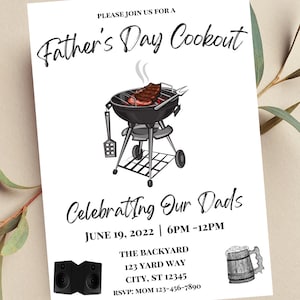 Editable Father's Day Cookout Invitation, Father's Day BBQ Invite ...