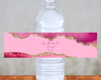 Etichette per bottiglie d'acqua per la festa della mamma, 48 pezzi Rosa