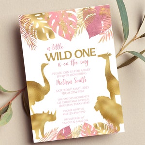 Editable A Little Wild One is on the Way Safari Baby Shower Invitation, Printable or Digital Invite