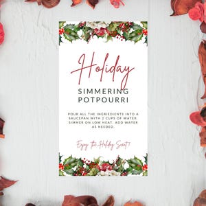 Etichetta modificabile per il pot-pourri in ebollizione per le feste, etichetta regalo per il pot-pourri in fornello stampabile