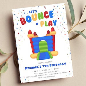 Editable Bounce House Birthday Invitation, Bounce and Play, Boy, Printable or Digital Invitation