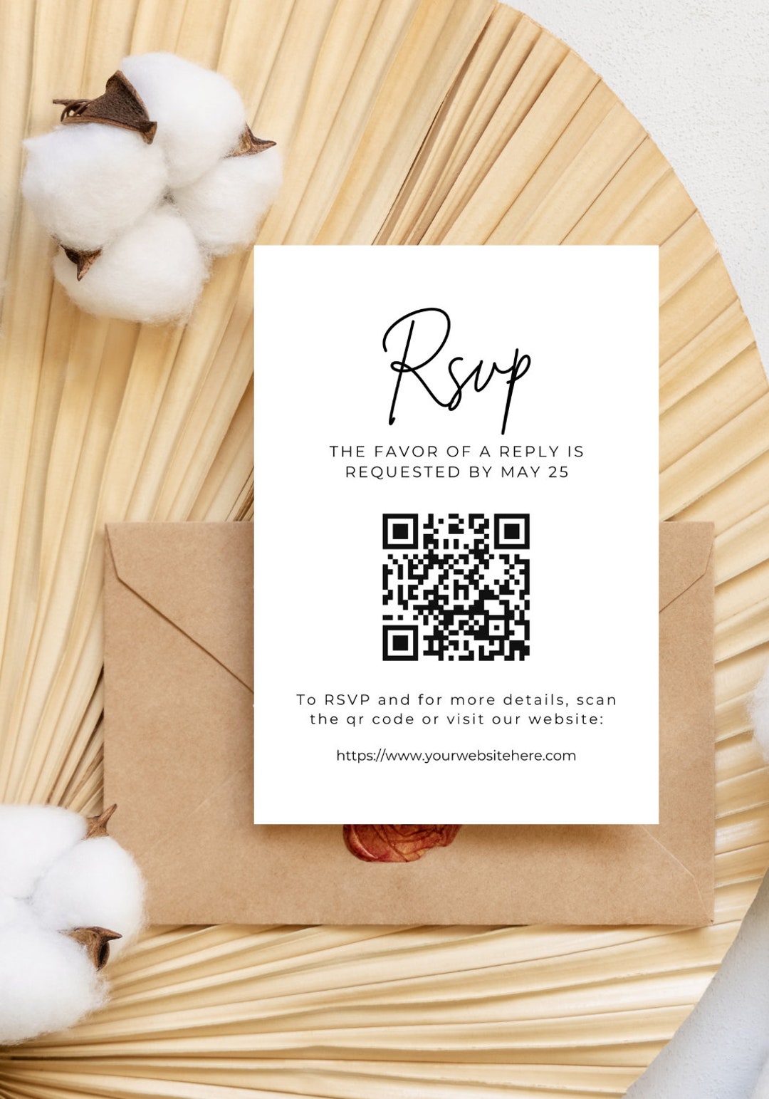 Editable RSVP Card With QR Code Invitation Insert Enclosure Card