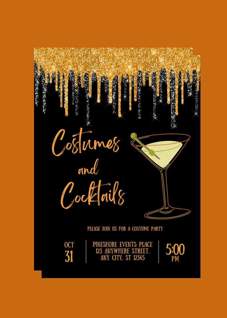 Editable Costumes and Cocktails Invitation Adult Halloween - Etsy