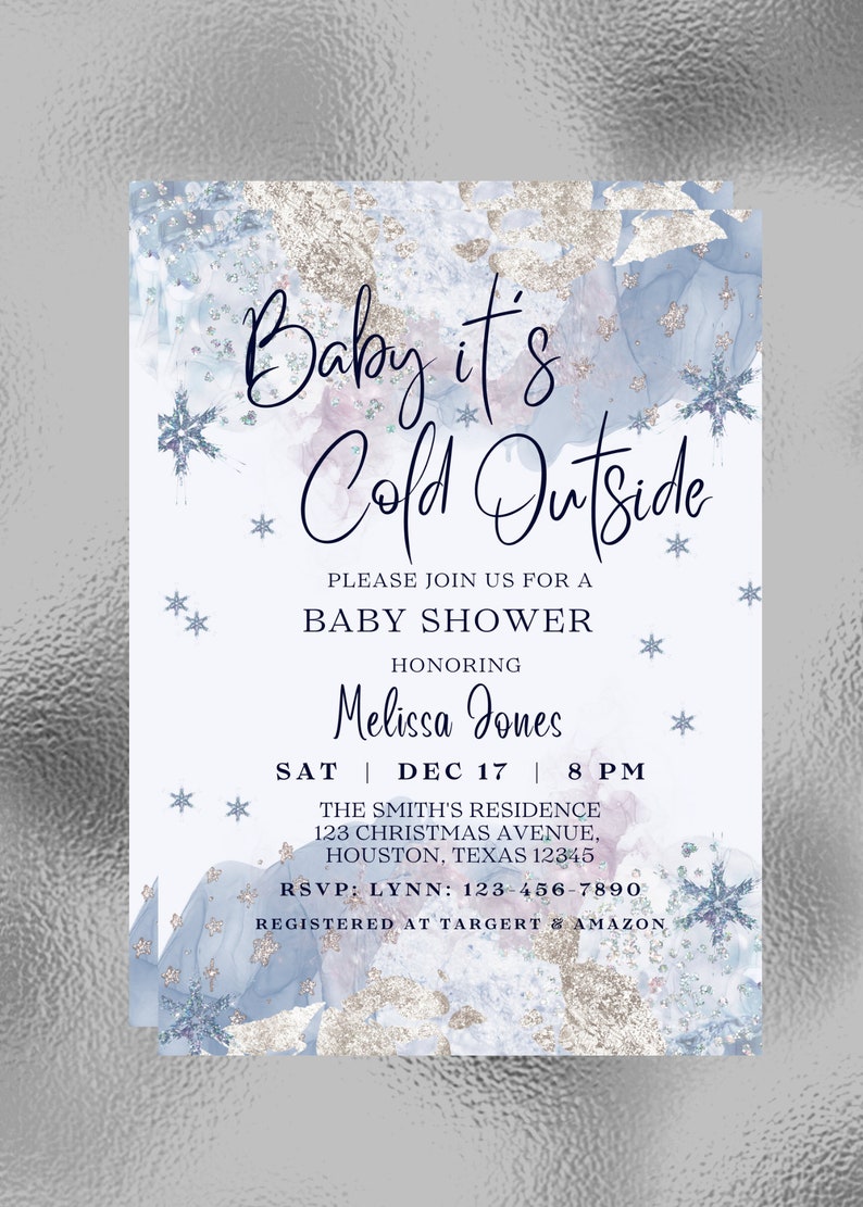 Editable Winter Baby Shower Invitation Baby It's Cold Etsy