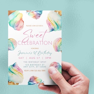 Editable Sweet Celebration Invitation, Ice Cream, Candy, Sweet Shop, Printable or Digital Invite image 3