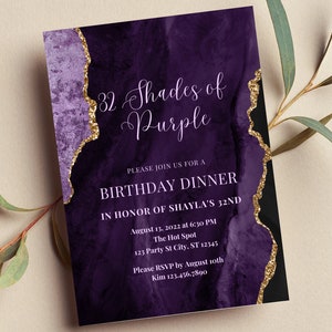 Editable Shades of Purple Invitation, Purple and Gold, Birthday Dinner, Brunch, Wedding, Any Occasion, Printable or Digital Invite